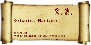 Kolonics Mariann névjegykártya