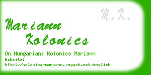 mariann kolonics business card